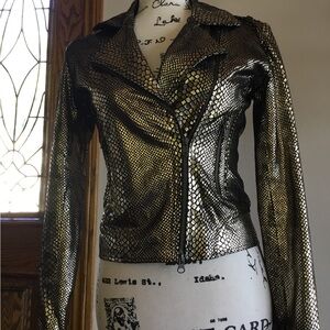 Bolongaro Trevor Biker Gold Snakeskin Women's Jacket sz S
